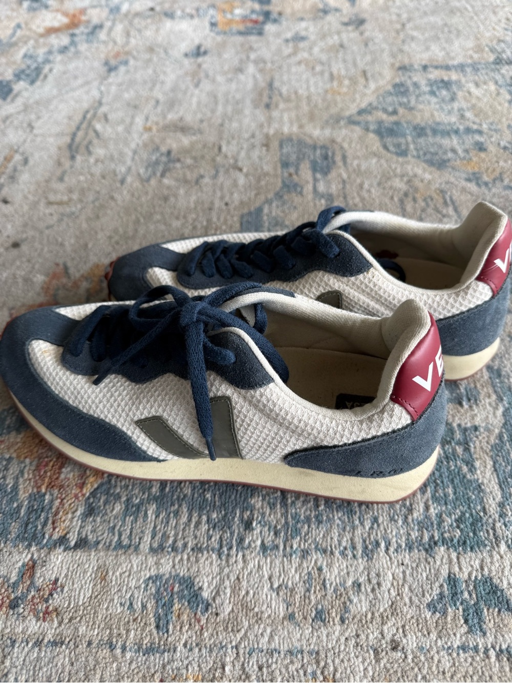 Veja Retro Runner Sneakers in Navy, White & Burgundy